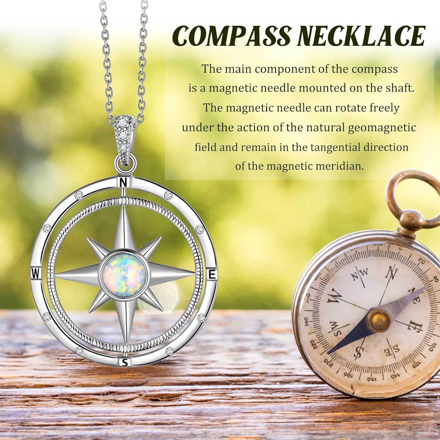Jewmon 925 Sterling Silver Compass Necklace for Women Graduation Gifts for Her Birthstone Neckalce Charm Compass Birthstone Jewelry Anniversary Birthday Gifts for Daughter Friends Sisters Gifts - Image 8
