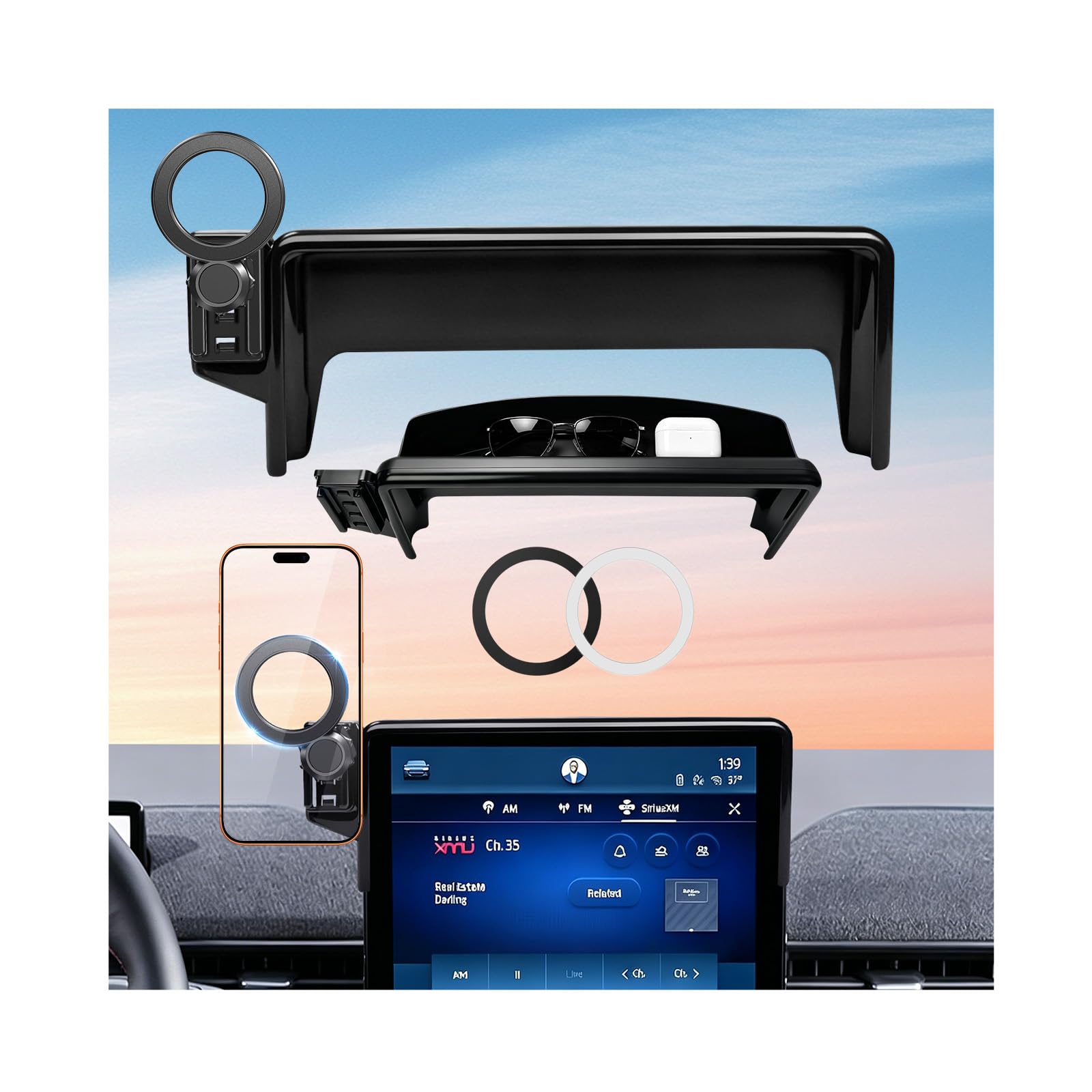 Photo 1 of Katorn Car Phone Holder for Ford Mustang Mach-E 2025 2024 2023 2022 2021 (Only for 15.5-Inch Screen) 360° Rotation Magnetic Cell Phone Mount, Compatible with Magsafe, Does Not Affect Air Vent