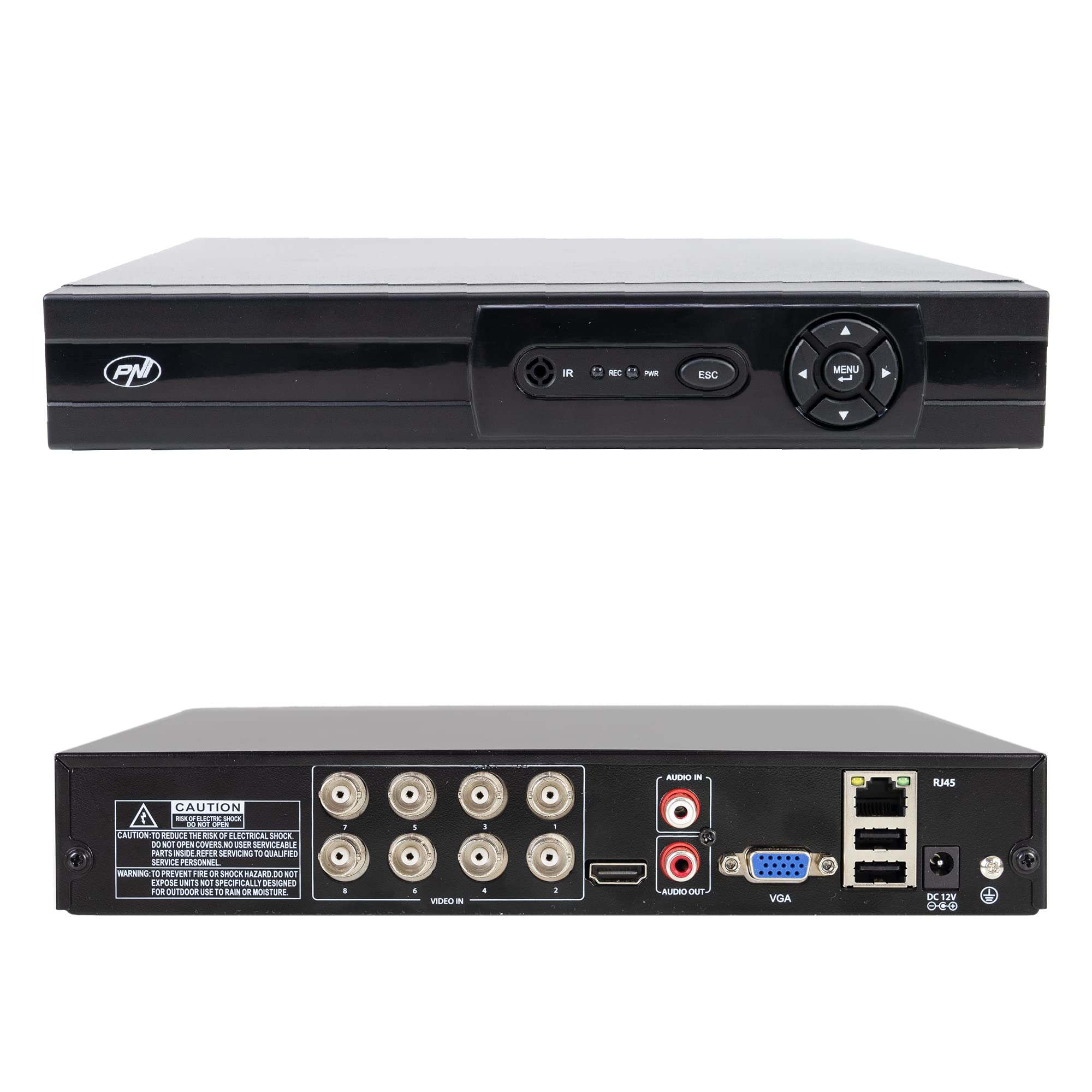 DVR/NVR PNI House AHD880, 8 canali analogici 4K-N o 8 canali 5MP, H265+, ingresso audio, uscita audio, USB2.0, 2 x SATA max 8TB