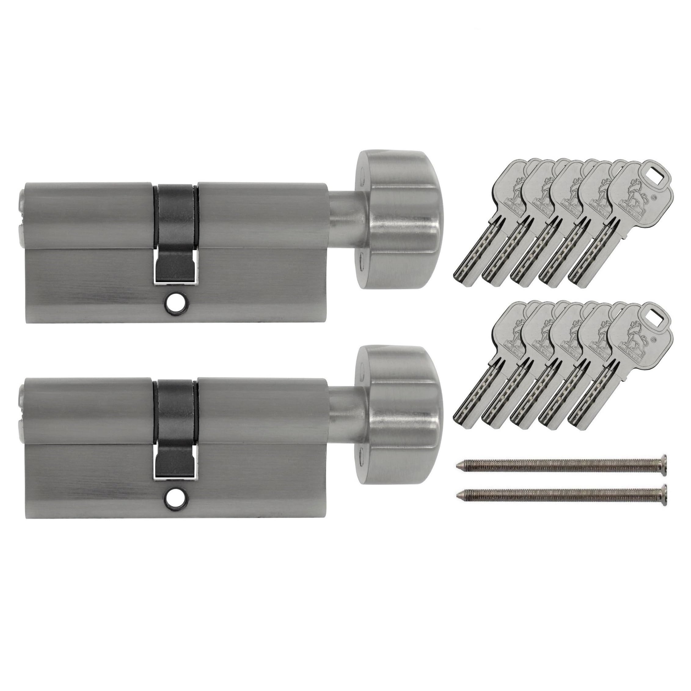 2x Knob Cylinder Keyed Alike KD 70 mm 35/35 (with Emergency and Danger Function) Includes 10x Keys