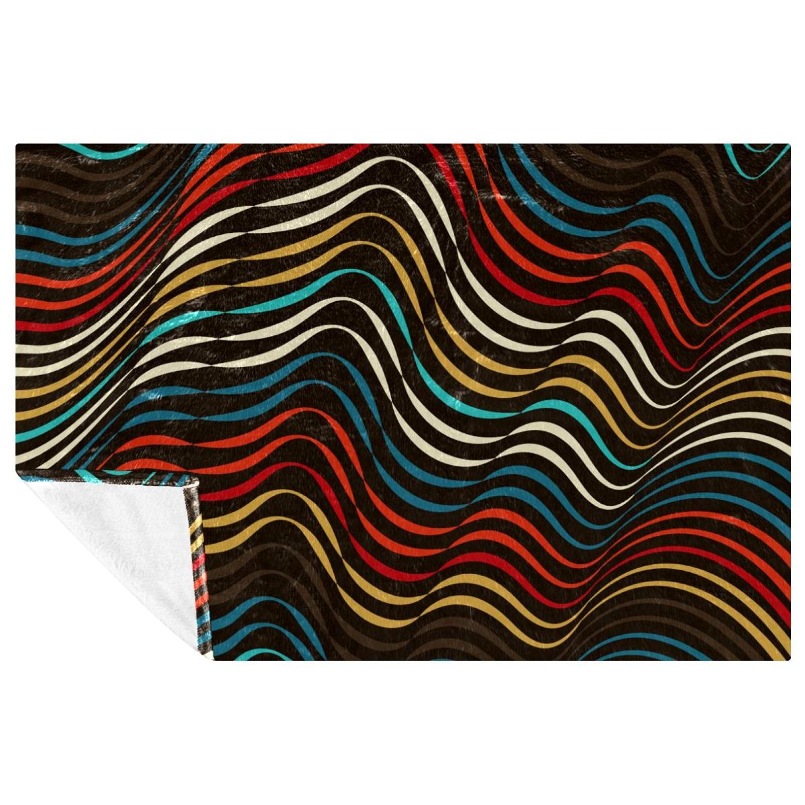 Couverture douce et chaude de qualité supérieure au design artistique de lignes déformées