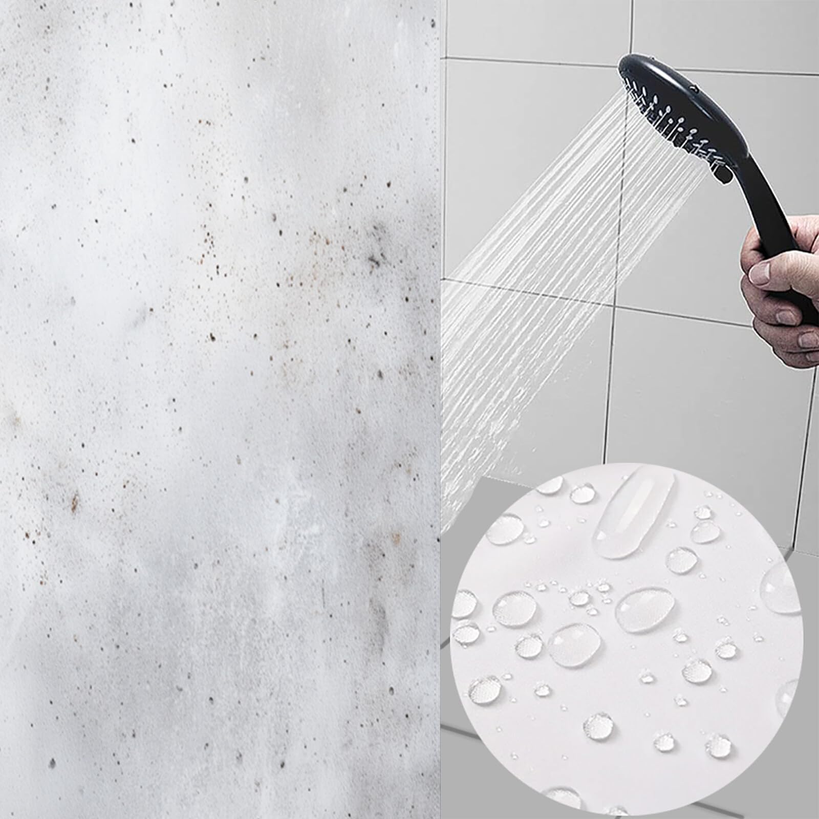 Rideau De Douche Mur Marbré Style Industriel Minimaliste Tissu Imperméable Lavable avec Crochets Anti Moisissure en Polyester Rideau Douche pour Salle De Bain