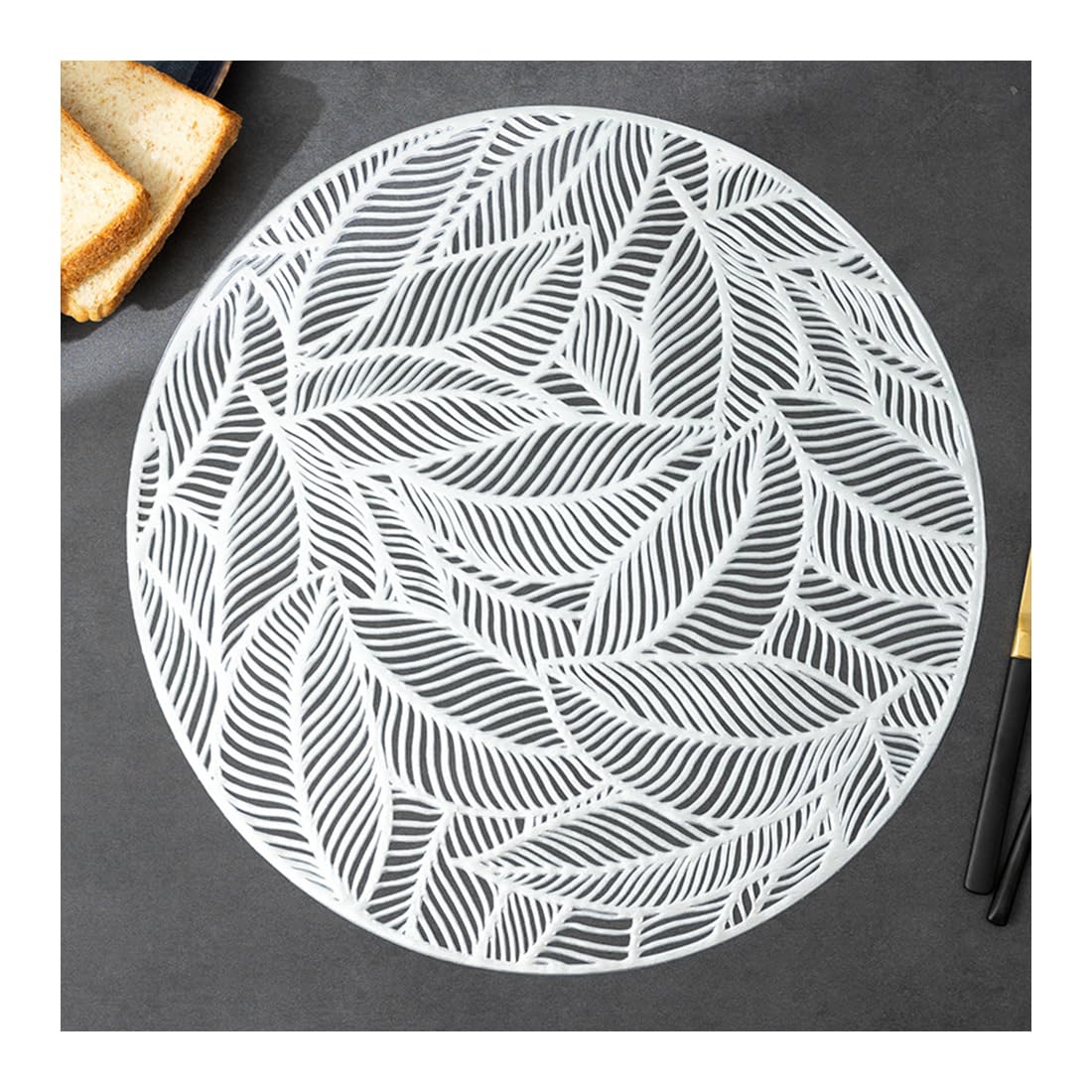 Set Di Platemat Rotondo In Pvc Creativo - 38 Cm (14,9 Pollici) Rabrabi Tavolo, Tappetini Per Decorazioni Per Desktop Per Ristoranti, Hotel, Ristoranti Per La Casa,Argento,10 Pezzi