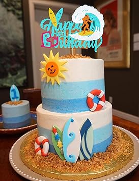 Amazon Com Finestore168 Decoracion Para Tarta De Surf Para Tarta De Surf Decoracion Para Tarta De Bebe Color Azul Con Purpurina Decoracion Para Tarta De Playa Decoracion De Fiesta De Cumpleanos Para Mujeres