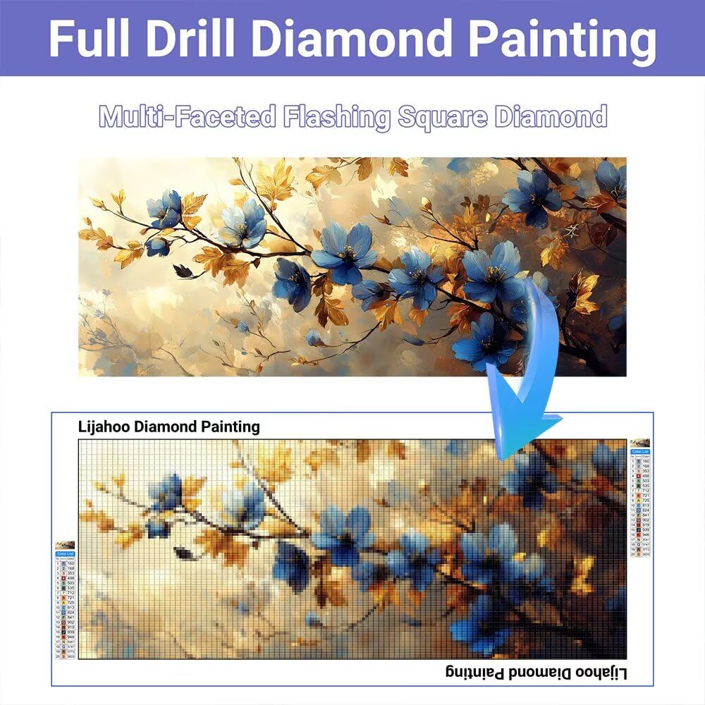 5D Fleur Diamond Painting Adulte Kit, Diamond Painting Les Plantes Peinture Diamant Loisirs Créatifs Adultes DIY Diamant Complet Point de Croix Painting pour Débutants Maison Décor 50x70cm W0J-71