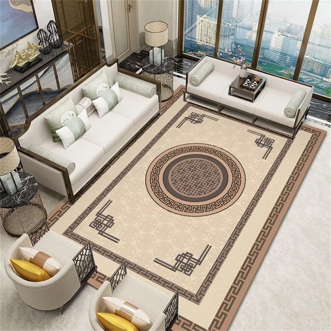 Tapis de passage 130x190cm marron grand tapis vintage couloir salon