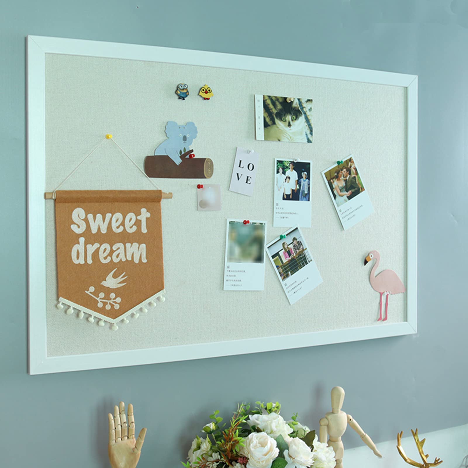 AKTOP Confezione Da 2 Bacheche In Sughero Con Lino, 50,8x76,2 Cm: Cornice In Legno Massello, Autorigeneranti, Per Casa E Ufficio