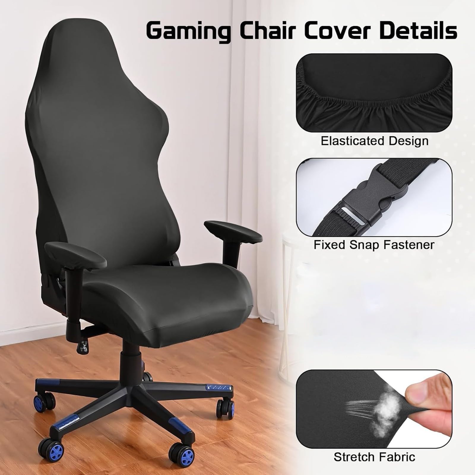Gaming-Stuhlbezug,Elastische Atmungsaktive Dehnbare Gaming-Stuhlhussen Mit Armlehne,rutschfeste Schonbezüge Computer Büro Rennsitze Stuhl Bezug(O)