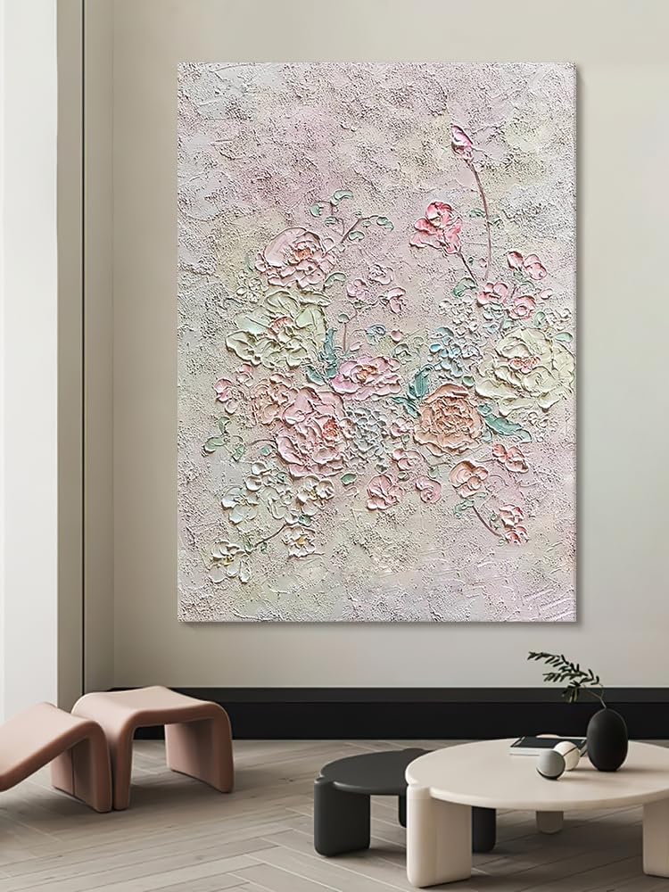 Obrazy olejne, kwiat, sztuka ścienna, nowoczesna abstrakcyjna tekstura róży, impresjonizm, duże płótno do salonu, sypialni, wystrój biura, 100 x 150 cm