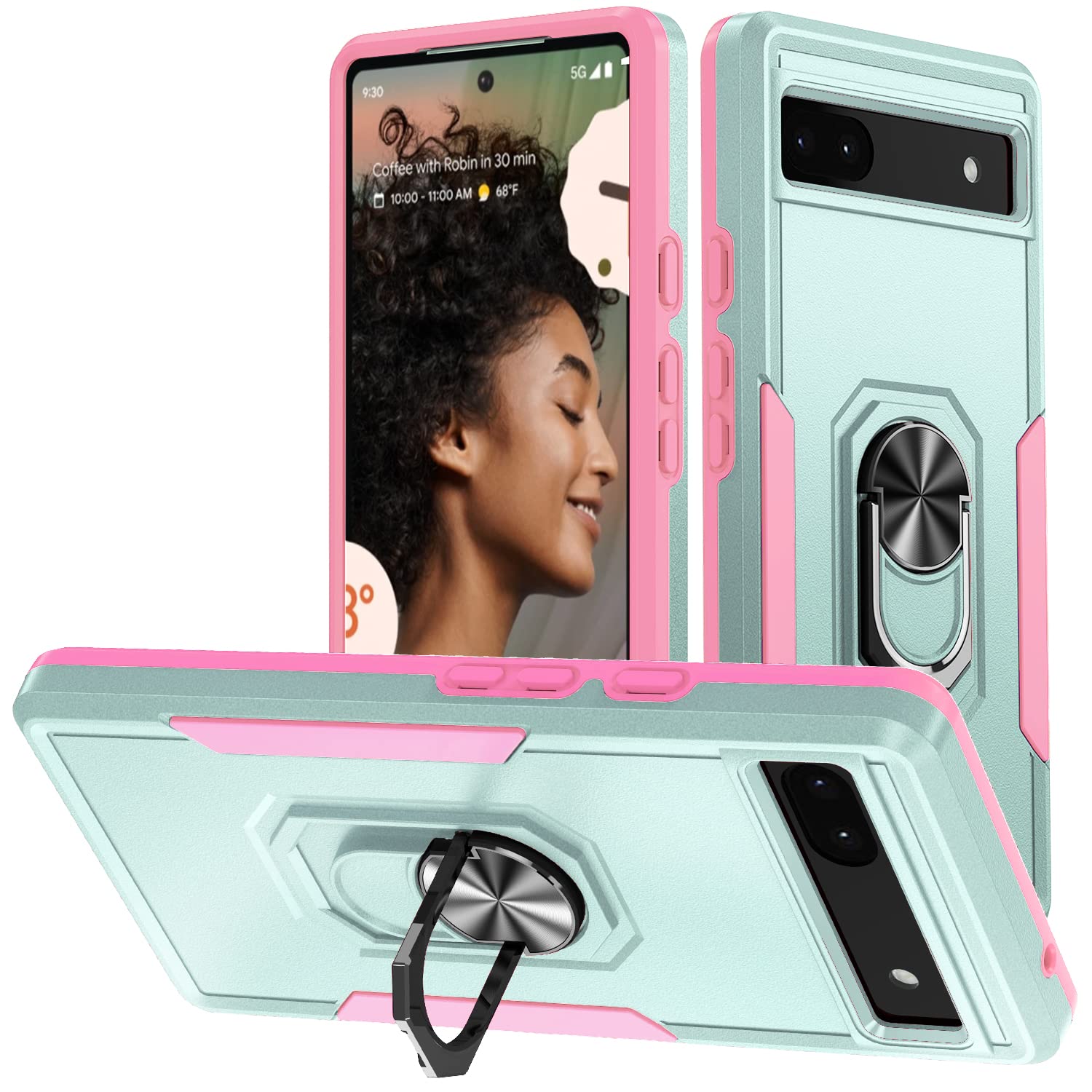 Custodia Per Google Pixel 7A Con Anello Magnetico 360° - Antiurdo TPU E Policarbonato, Colore Argento