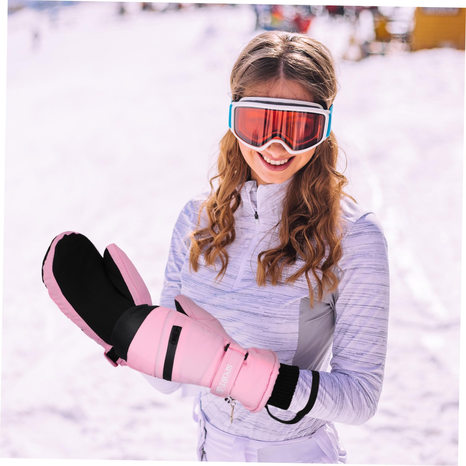 Mipcase Guantes Térmicos para Mujer Impermeables y Cálidos Mitones Táctiles Resistentes al Agua para Invierno Senderismo Paseos con Perros y Actividades Talla S Rosa