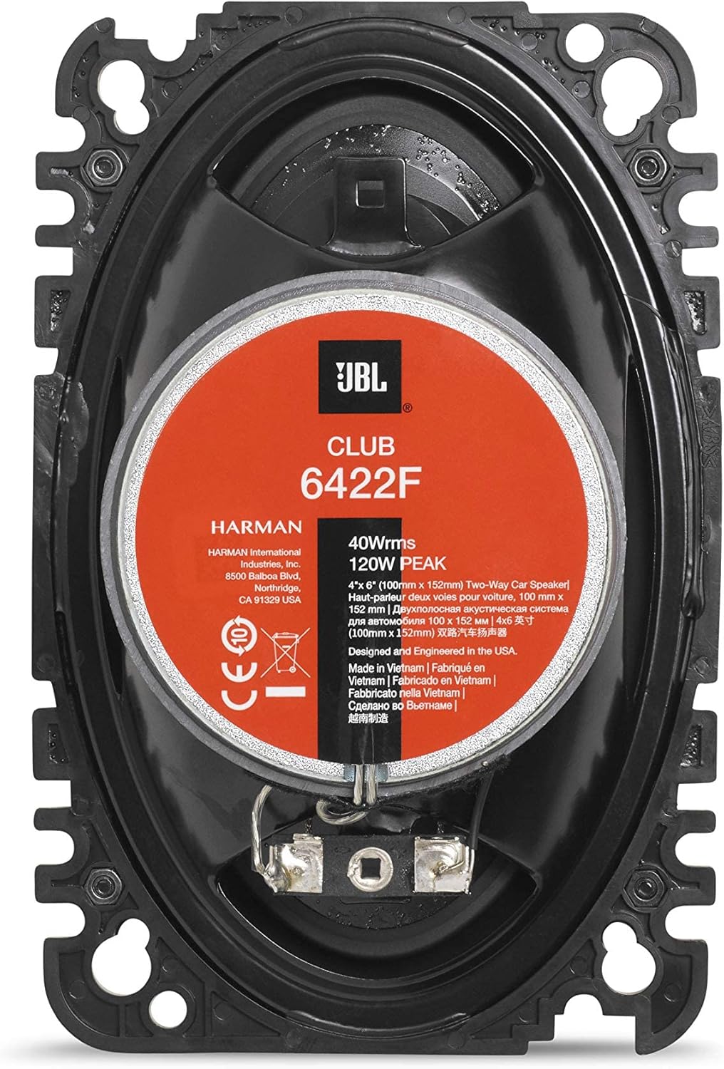 JBL Club 6422F 240W Peak (80W RMS) 4x6-Inch Club Series 2-Way 3-Ohm Coaxial Car Speakers (Renewed)