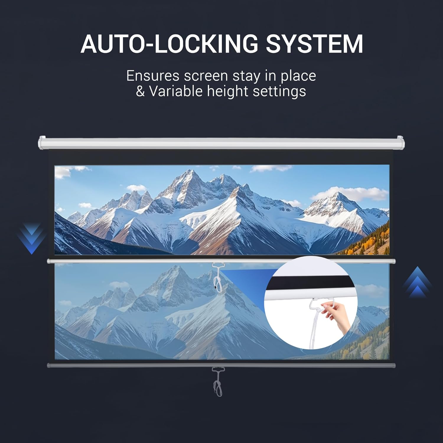 ZENY Portable Projector Screen Pull Down, 72 Inch 4:3 Video Projection Screen Home Theater, Retractable Projector Screen, Moive Screen Indoor Outdoor, Wall Mount (72'' 4:3 White)