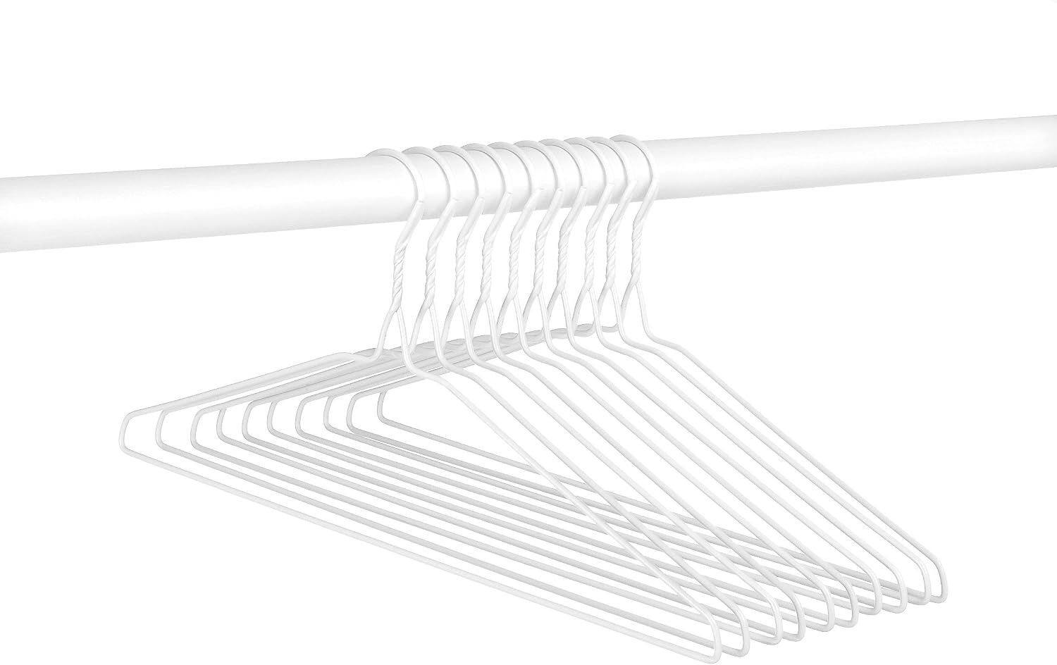 Whitmor Metal Wire Clothes Hangers, 16 Inch Heavy Duty Metal Hangers for Clothes, Slim Space-Saving Coat & Garment Hangers, Rust-Resistant Steel Wire Hangers, 10 Pack, Silver