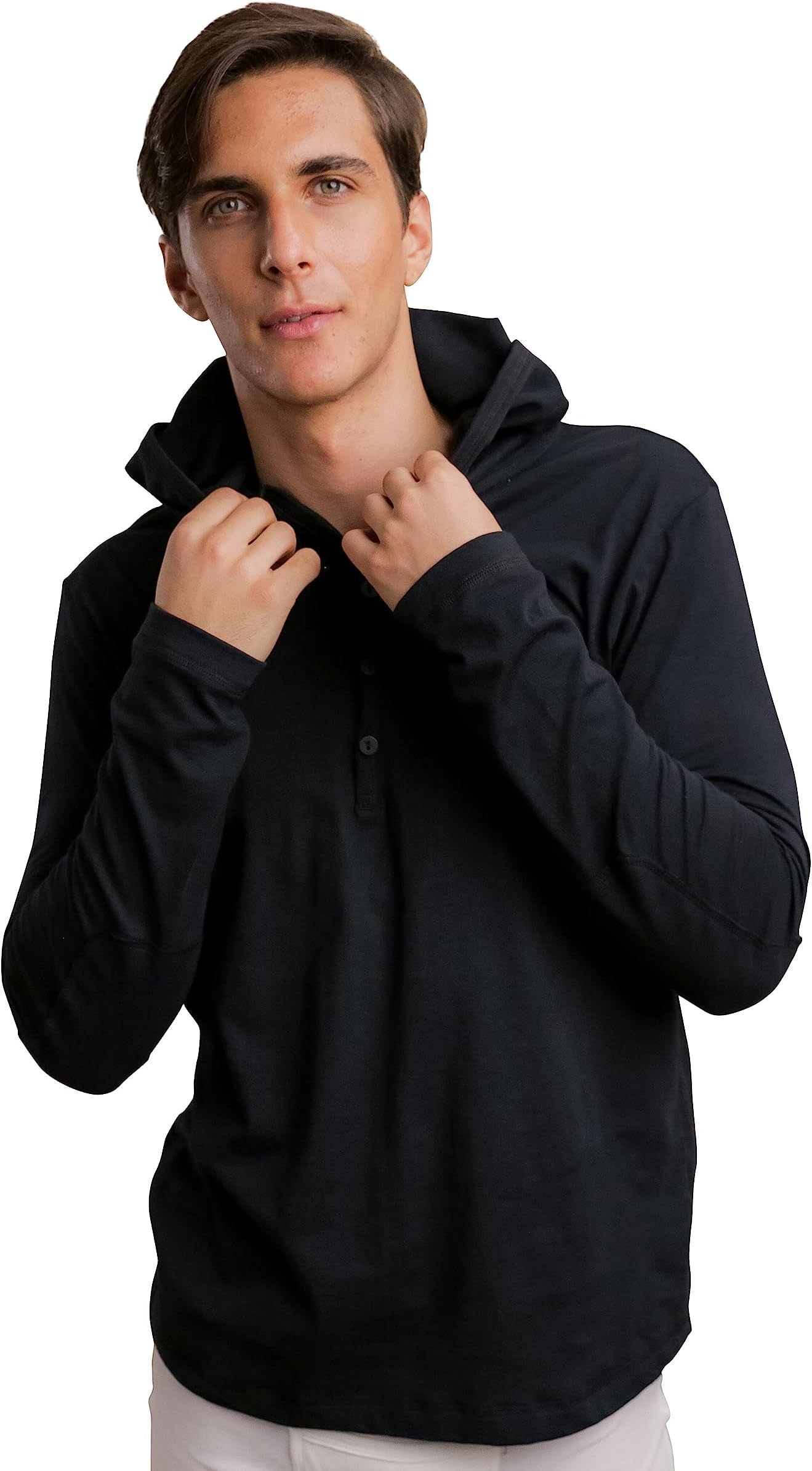 CottoniqueHypoallergenic Long Sleeve Lightweight Jersey Hoodie for Men with Skin Allergies and Sensitive Skin
