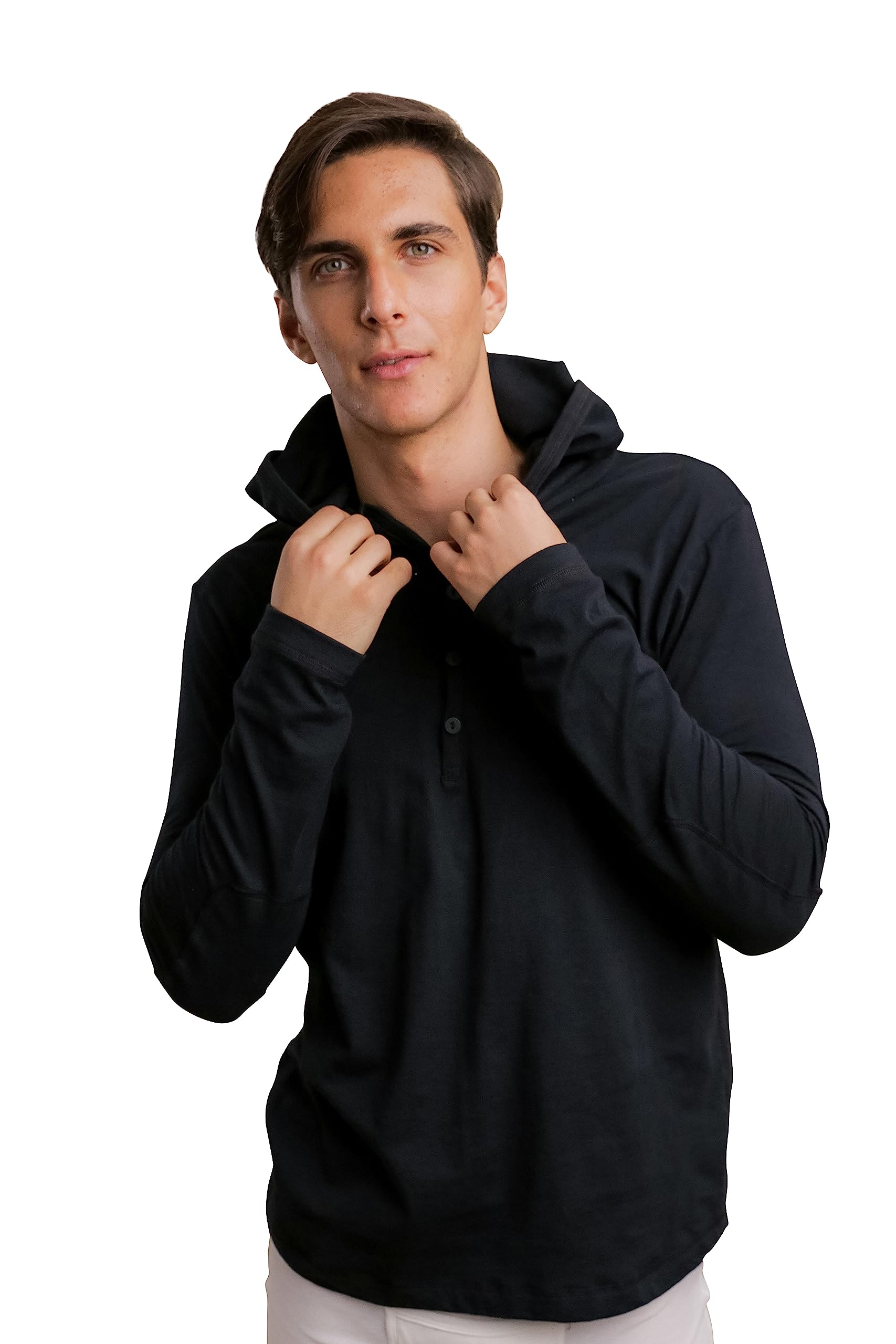 CottoniqueHypoallergenic Long Sleeve Lightweight Jersey Hoodie for Men with Skin Allergies and Sensitive Skin