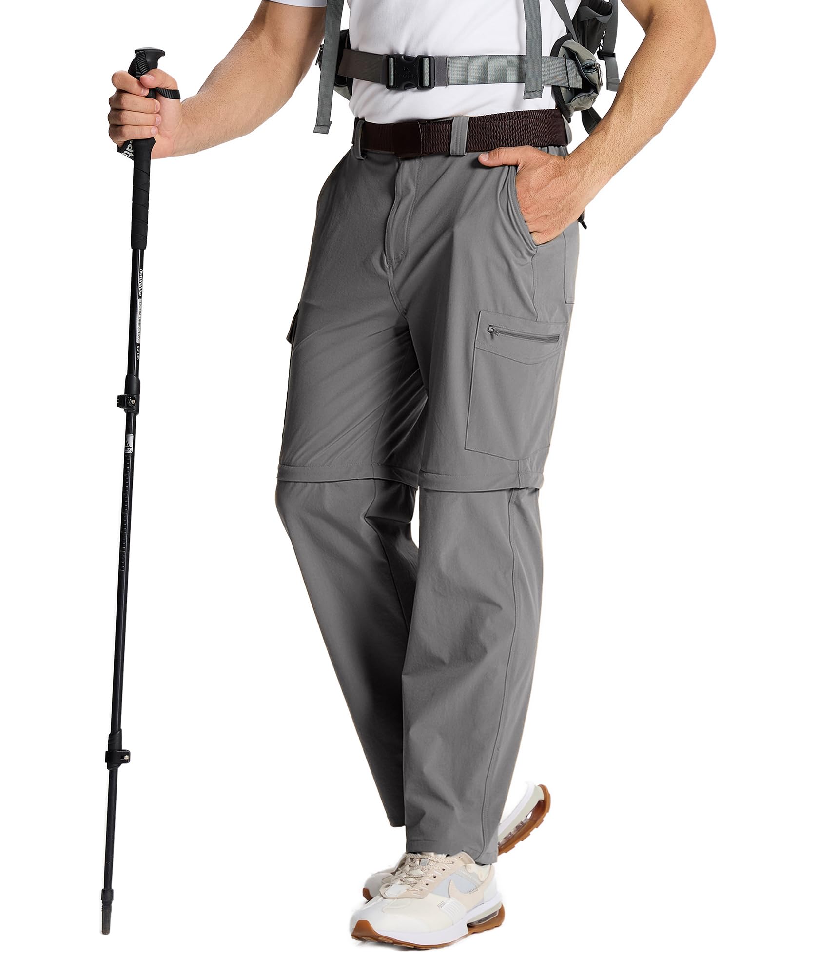 Susclude Men's Convertible Hiking Pants Men Fishing Cargo Pants for Men Quick Dry Tactical Pant Darkgrey