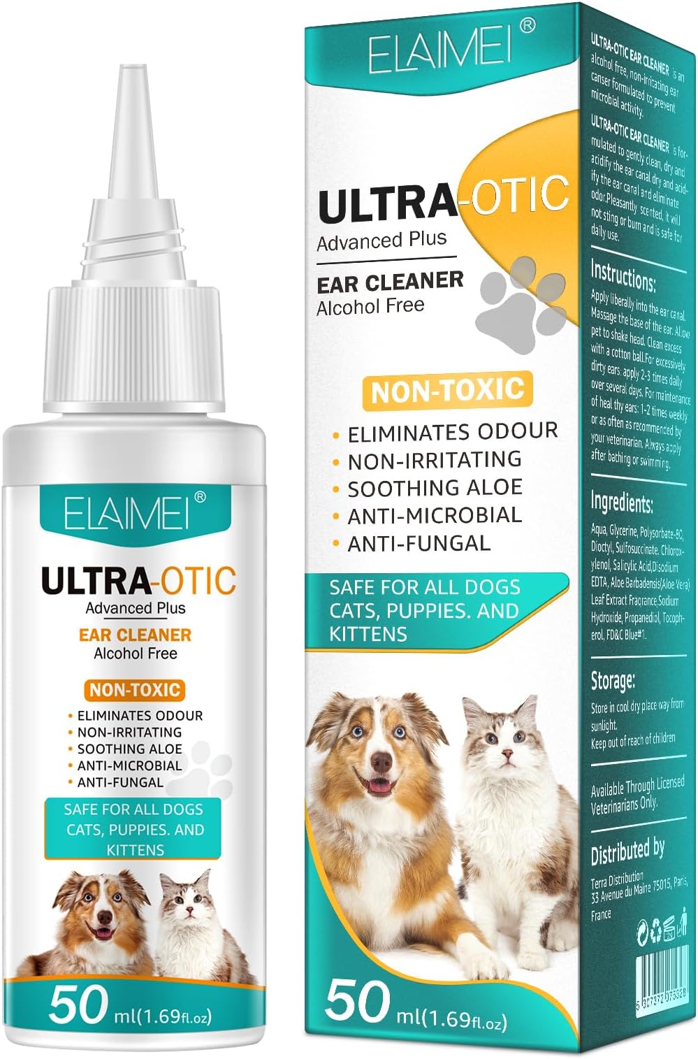 OBNOSWLPJMN Dog Ear Drops 50ml Dog Ear Cleaner Ear Care For Dogs Yeast