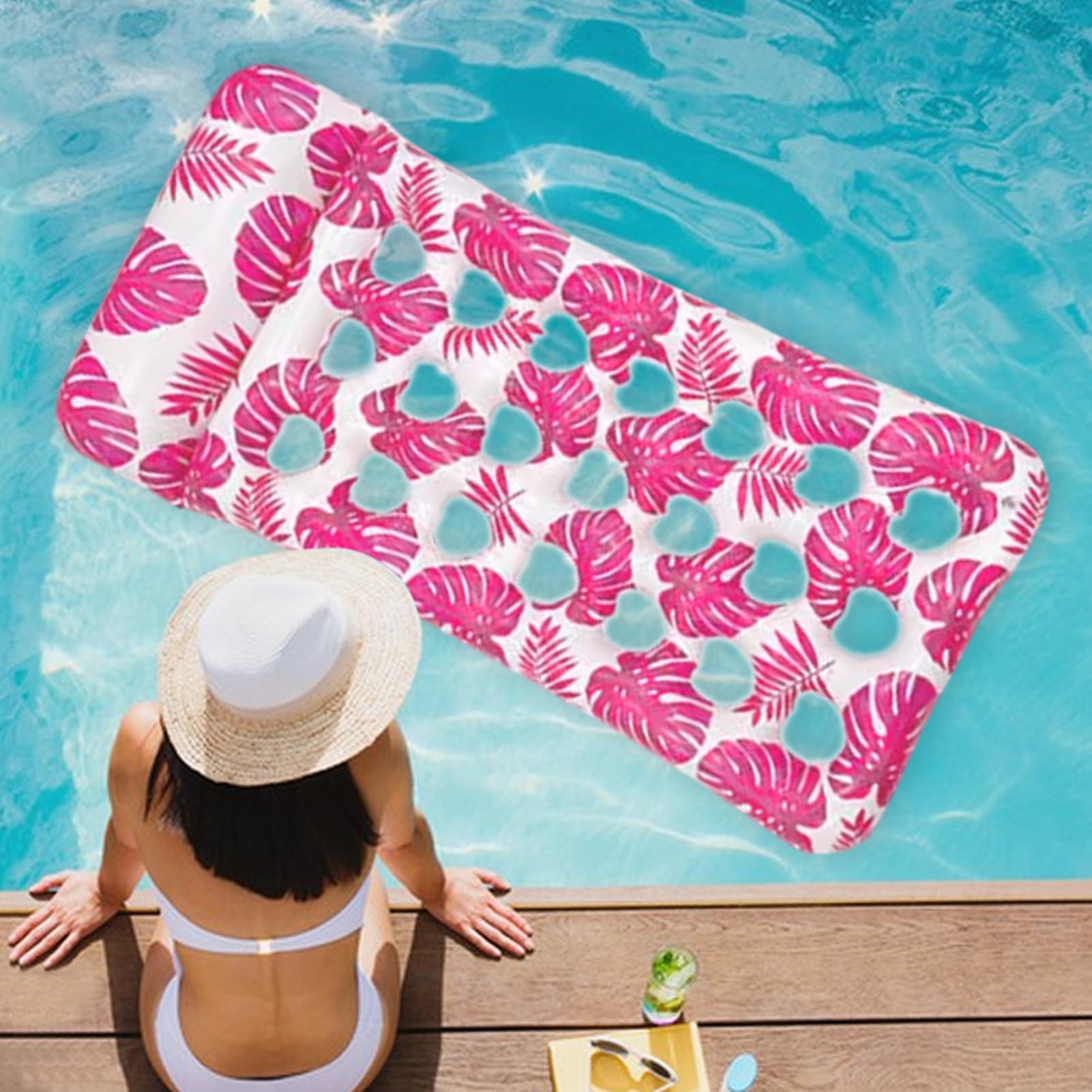 Lettino Gonfiabile Per Piscina 176x86 Cm - Galleggiante Per Adulti, Portatile E Resistente Per Sole E Relax
