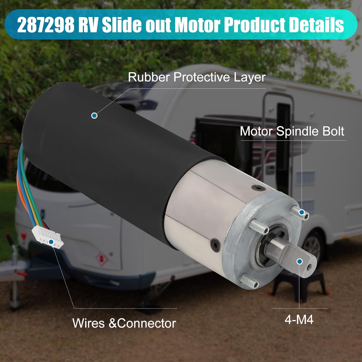 287298 RV in-Wall Slide-Out Motor, 500:1 High Torque Gear Ratio, Slide Out Motor Assembly Compatible with lippert Schwintek in-Wall Slide System for Travel and Camper (Three Year Warranty)
