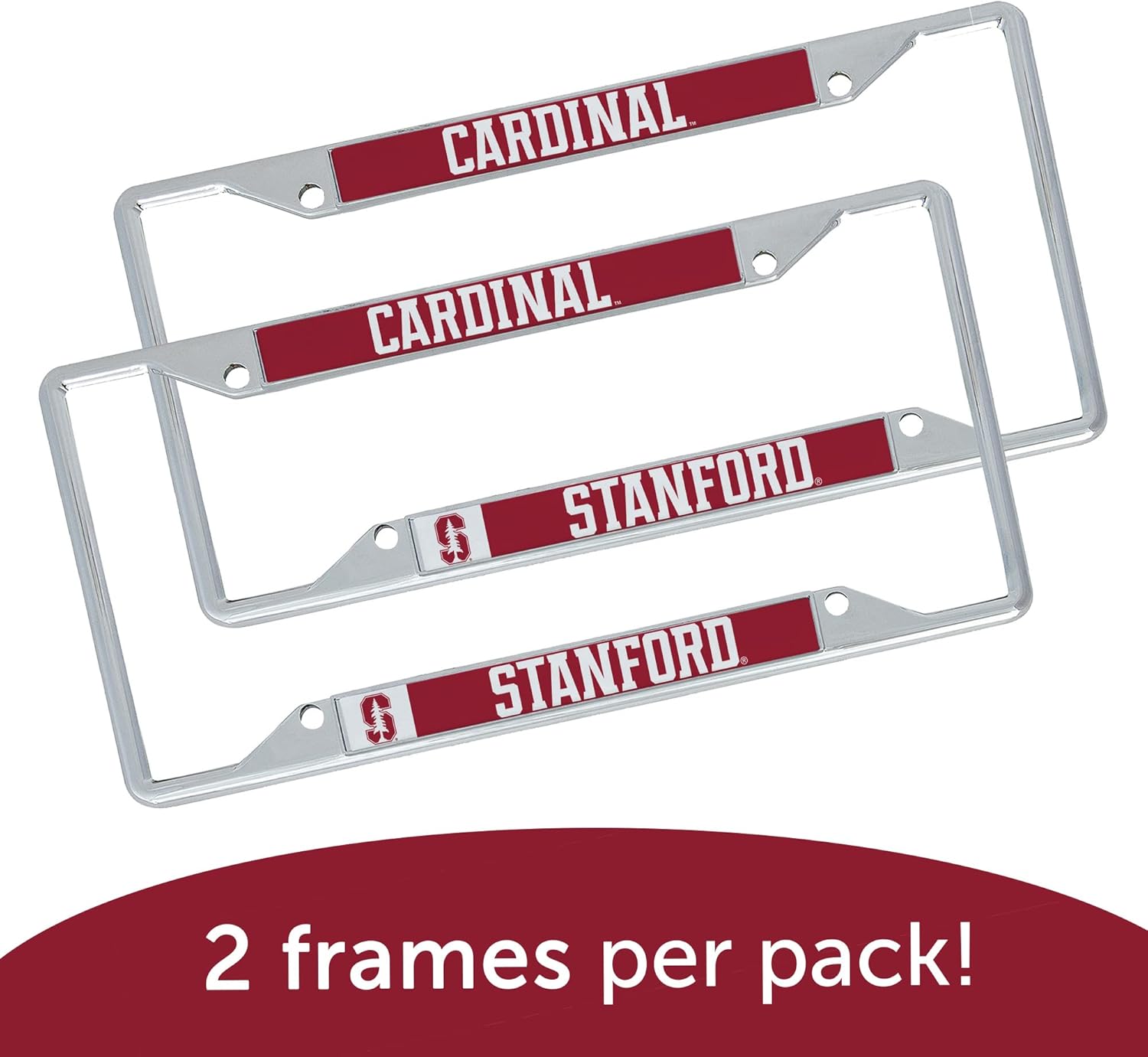 Desert Cactus Stanford University License Plate Frame Car Tag Holder for Front or Back of Car Officially Licensed Metal (Mascot 2-Pack)