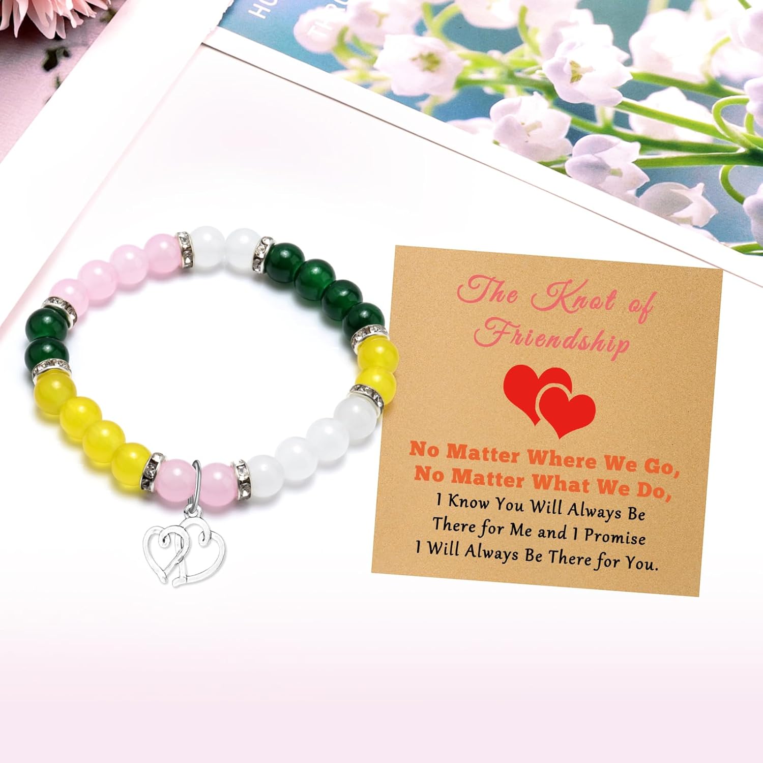 Friend Birthday Gifts for Best Friends Bestie BFF Beaded Bracelet Unique Friendship Gift Long Distance Gift for Her Mothers Day Christmas Birthday Present for Women Jewelry Bracelet with Message Card - Image 3