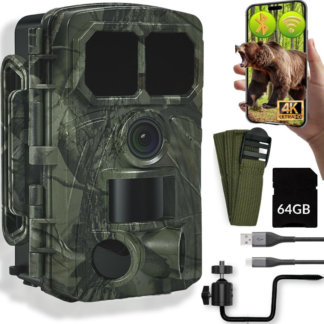 The Men’s Authority M. A. C. Tactics® 4K Trail Camera Equipped 48MP Resolution,Game Camera with Night Vision Perfect for Wildlife, Home Security & Hunting (Green Camouflage)