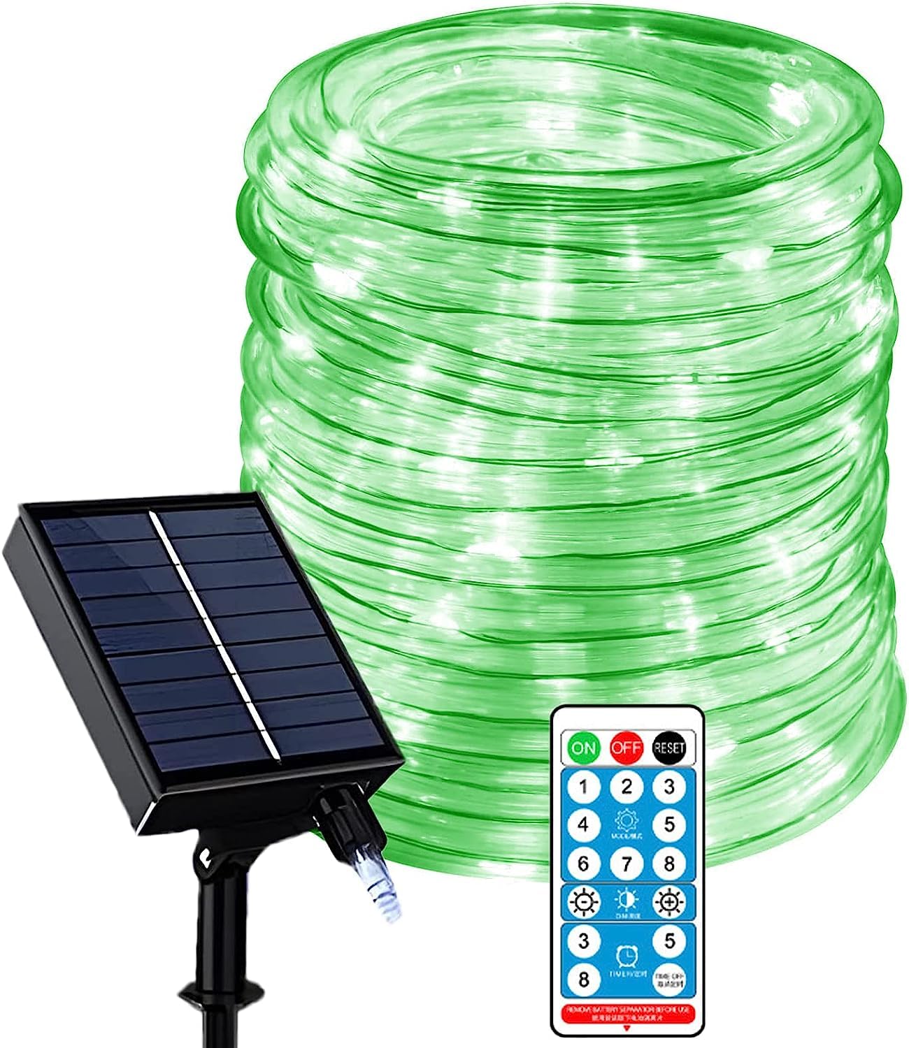 32M 300LED Solar Lichterkette Außen, wasserdichte Solar Lichtschlauch mit Fernbedienung Timer LED Streifen Dimmbare Solar Tube Licht Decor String Licht Solarleuchten Weihnachten (Grün)