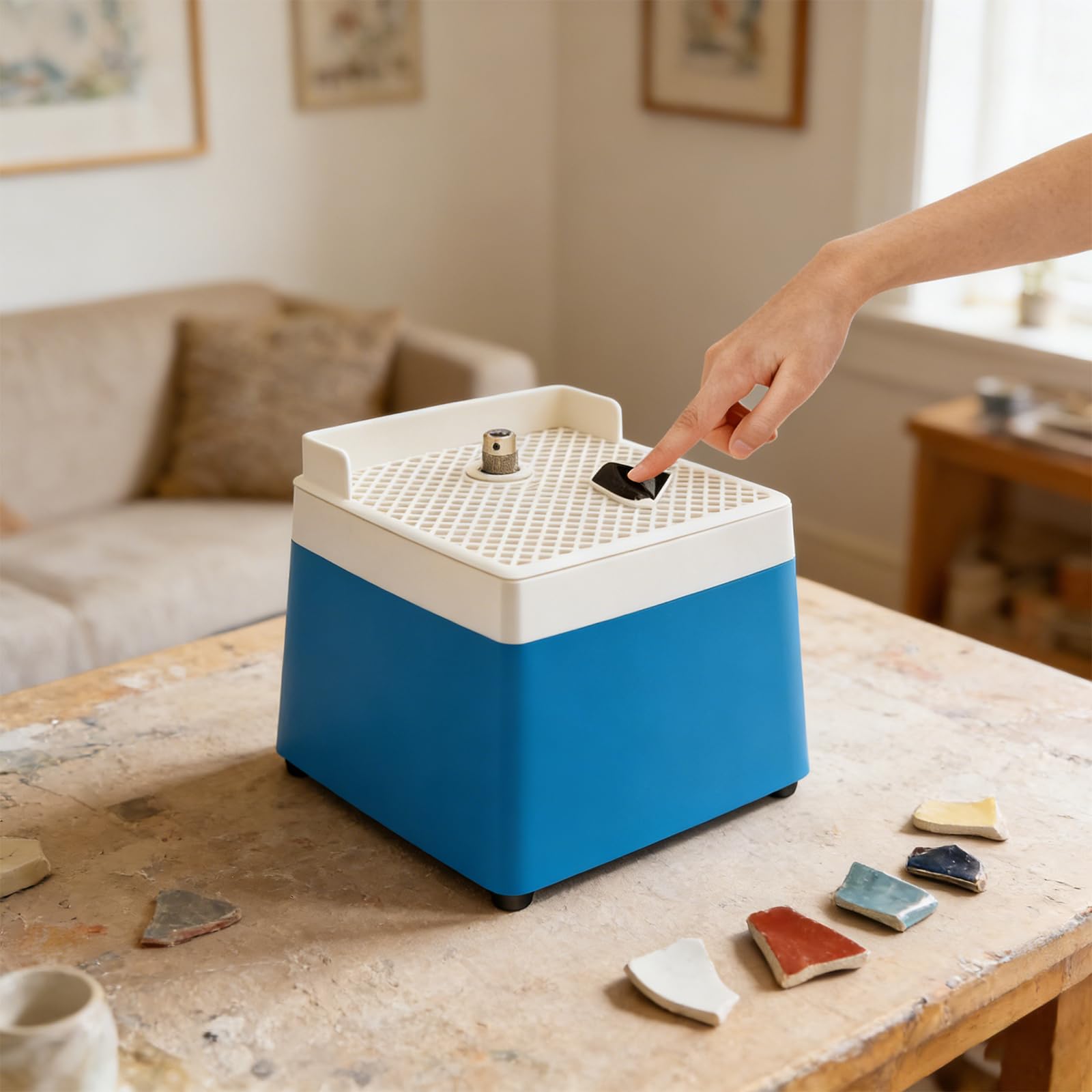 Levigatrice elettrica per vetro, blu, con spina europea, 220 V, levigatrice a umido per vetro, ceramica, piastrelle, lavorazione del vetro fai da te, strumento di levigatura e lucidatura per bordi in