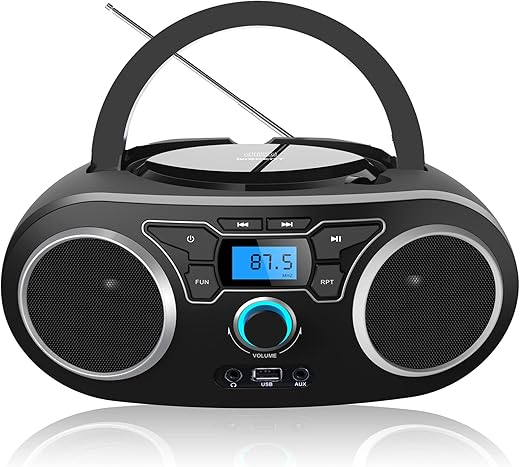 WISCENT Lettore CD Portatile Boombox, avec Bluetooth | Radio FM...