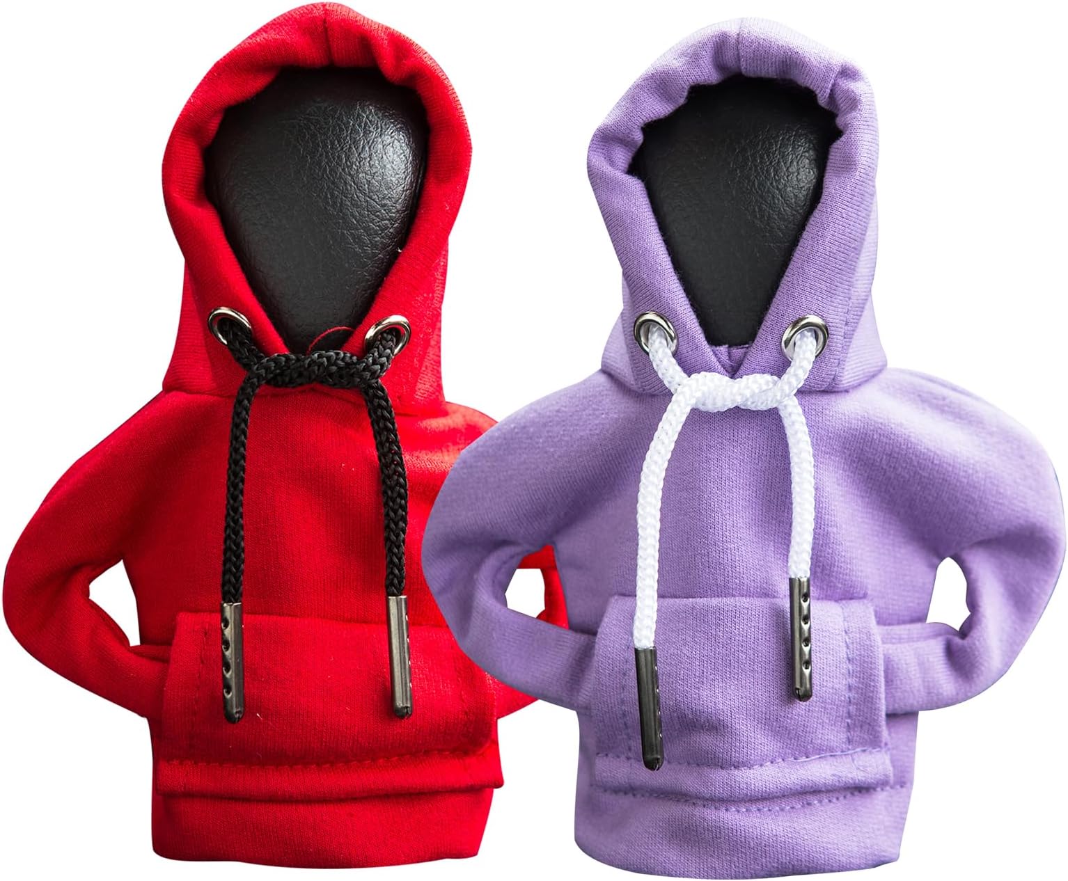 ECDREAM 2Pcs Car Shift Knob Hoodie,Gear Shift Hoodie,Funny Sweater Hoodie for Gearshift,Automotive Interior Accessories（Red and Purple）
