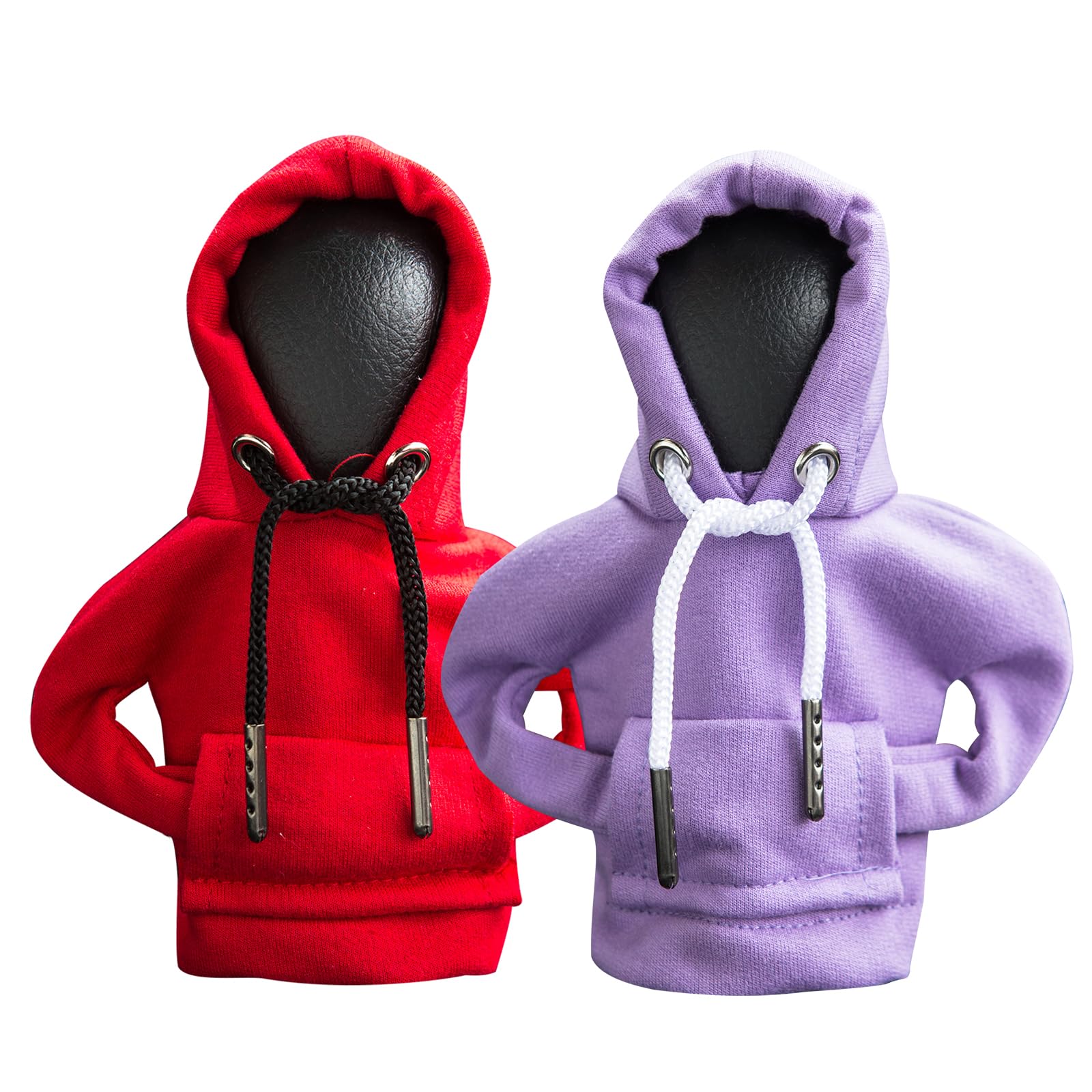 ECDREAM 2Pcs Car Shift Knob Hoodie,Gear Shift Hoodie,Funny Sweater Hoodie for Gearshift,Automotive Interior Accessories（Red and Purple）