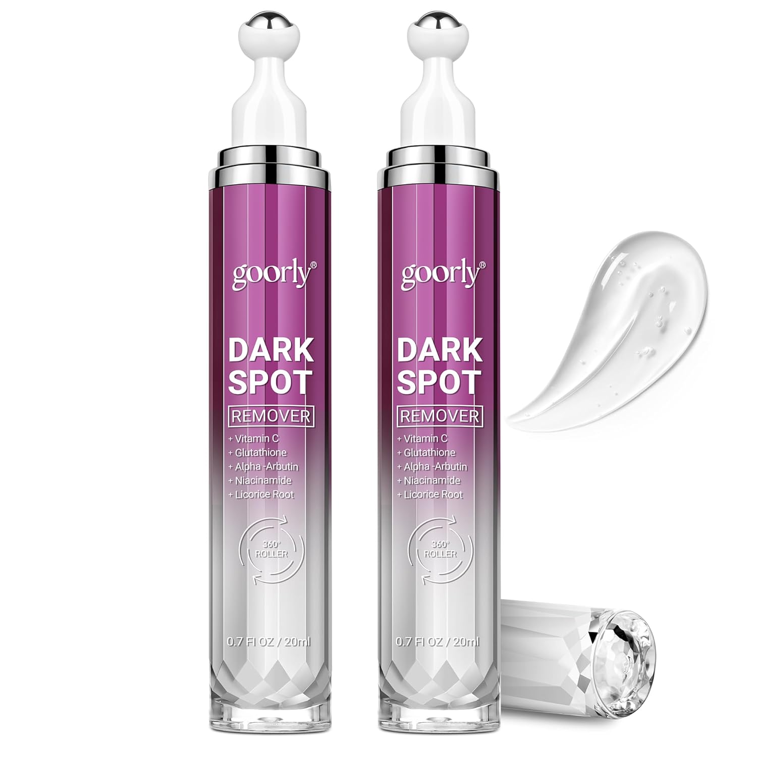 Dark Spot Remover for Face and Body, Age Spot Sun Freckles Brown Corrector Serum, Skin Care Face Serum with 360° Roller, Contains Vitamin C, Glutathione and Niacinamide, for All Skin Types 2 Pack