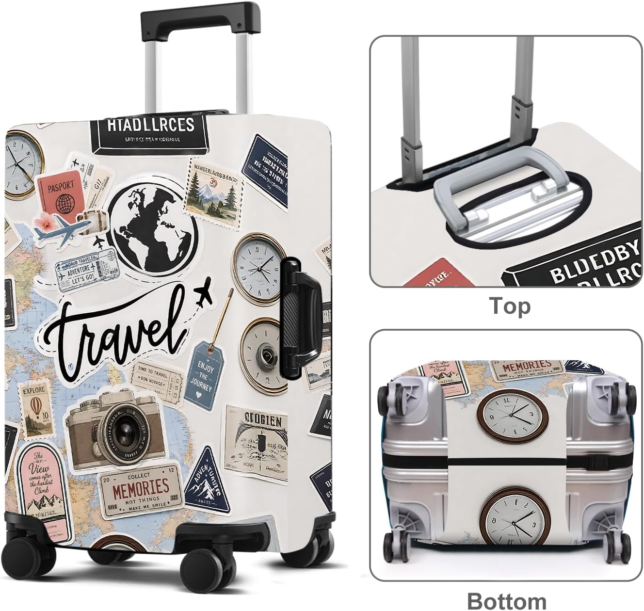 Travel Stickers Luggage Cover Washable Suitcase Protector Anti-scratch Suitcase cover Fits 24-26 Inch Luggage M image 2