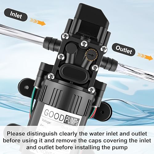 Miniatura 3 de Bomba de diafragma de presión de agua de 12 V CC, bomba pulverizadora autocebante de 6 Lmin 0.9 MPA 80 PSI, bomba de transferencia de agua adecuada