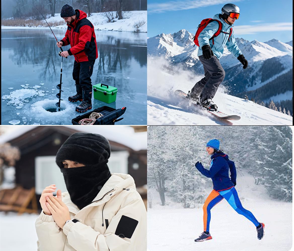Lot de 2 cagoules d'hiver doublées en polaire thermique et coupe-vent pour cyclisme, moto, randonnée, course, sports d'hiver et d'extérieur unisexe