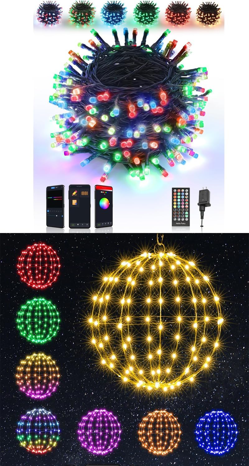 Christmas Smart RGB Christmas Hanging Ball Lights+200 LED Smart Color ...