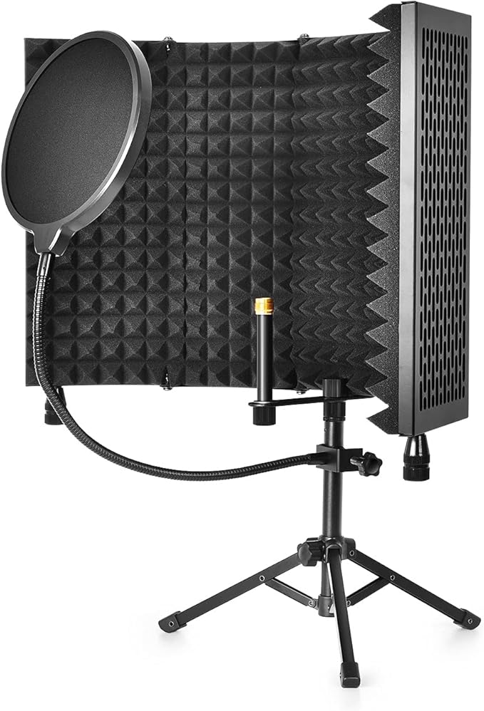 Professional Studio Recording Microphone Isolation Shield with Stand