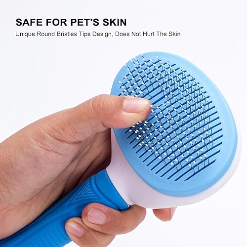 Miniatura 5 de Cepillo deslizante de autolimpieza, cepillo para gatos y perros, cepillo para cobertizo de aseo de gatos y perros, fácil de quitar, capa inferior