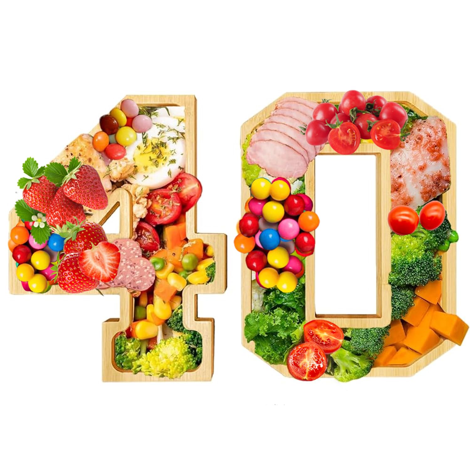 generic Wooden Number 40 Charcuterie Board Box, Eco Natural, Wood Charcuterie Boards for Fruit Cheese Platter Vegetable Food Dish Plates, Charcuterie Letters Fillable for Home Decor Party Decorations