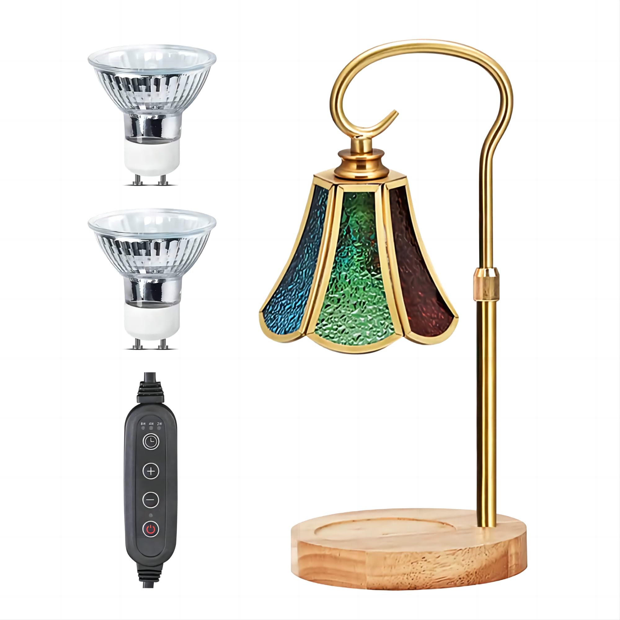 Candle Heater, Height-Adjustable Candle Warmer Lamp, Bedroomproof Candle Warmer with 2 Bulbs for Scented Candles in Glass Jar, Glass Jar Scented Candles (Color Flower)