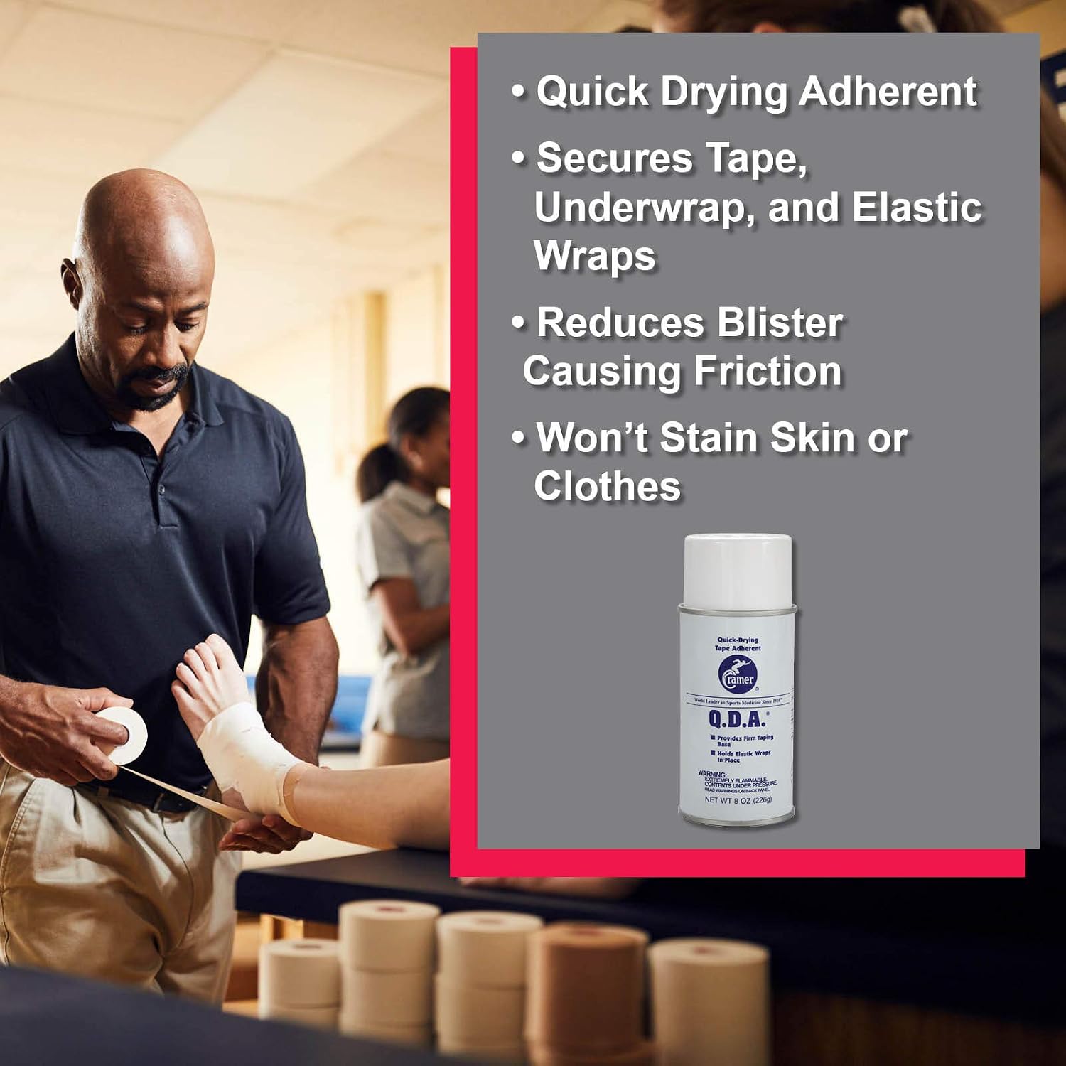 Cramer Q.D.A. Taping Base Spray for Athletic Tape, Wrapping, 8 Ounce