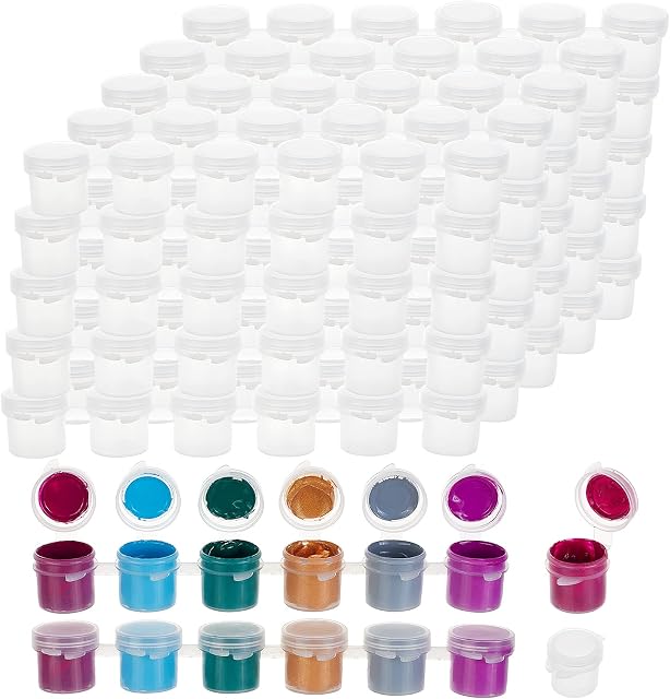 PandaHall Empty Paint Strips - 120 Paint Cups 5ml Arts and Crafts Plastic Storage Containers for Schools, Summer Camps, Birthdays (6 Cups/Strips, 20 Strips)