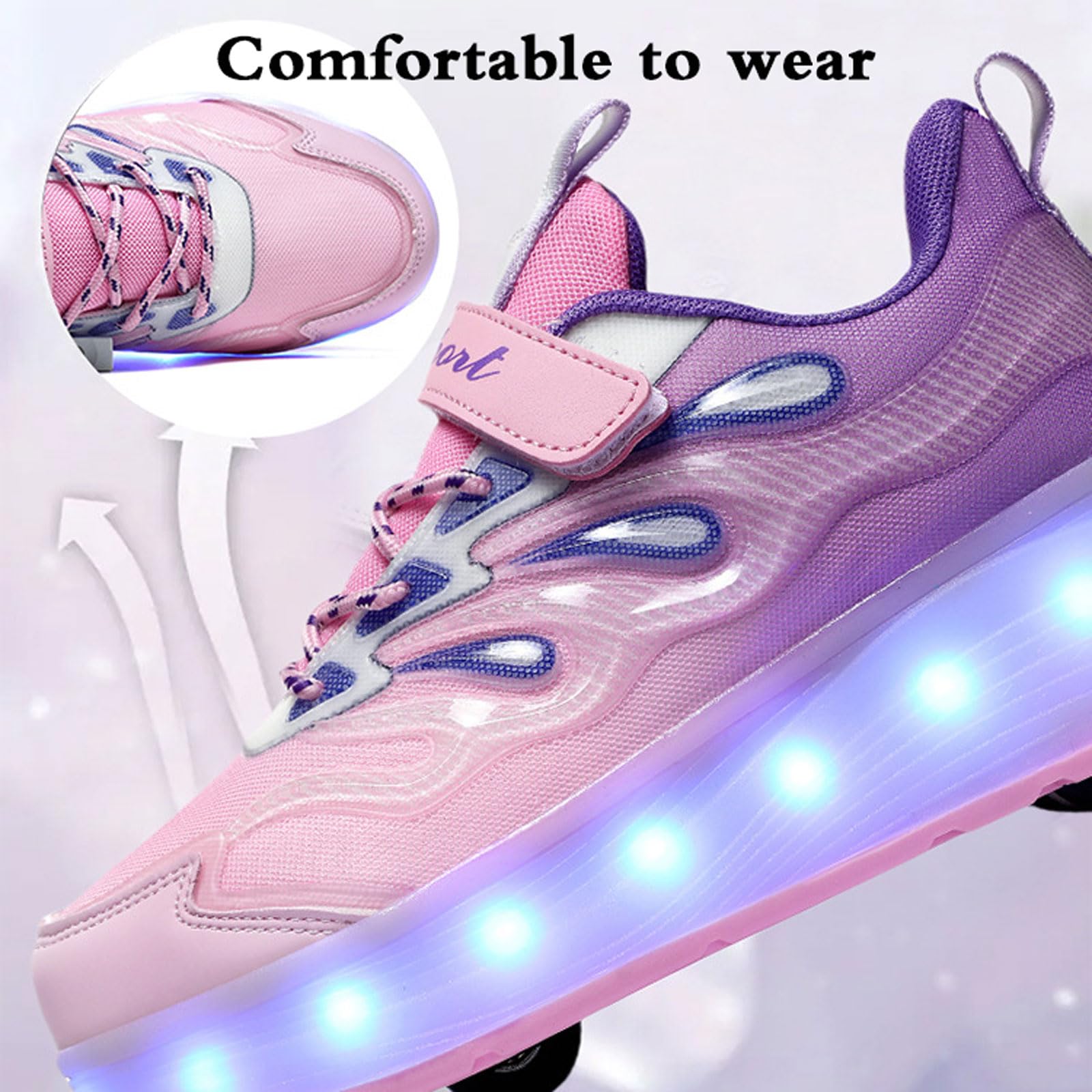 Zapatillas de Skateboarding Niñas Niños,Zapatillas Deportivas con Ruedas para niños,2 en 1 Zapatillas con Ruedas,Recargables,Comodidad,para Regalos de cumpleaños y Navidad