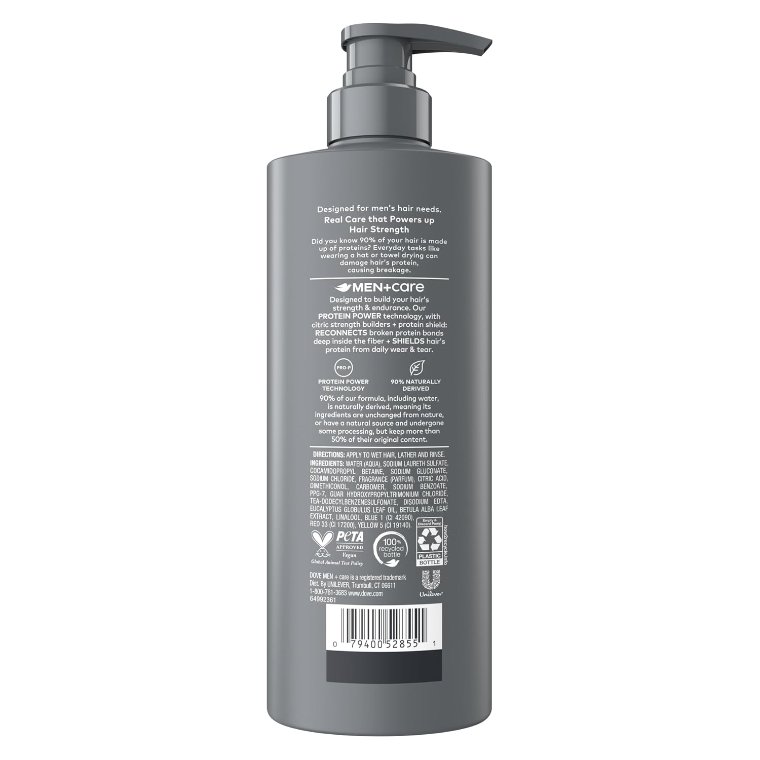 DOVE MEN + CARE Shampoo Eucalyptus & Birch 1 ct for Real Hair that Powers Up Hair Strength, with Revitalizes & Fortifies, 18 fl oz