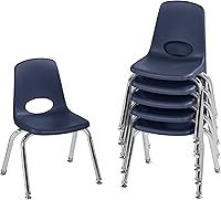 Vista 38 de Factory Direct Partners 10367-BL Silla escolar apilable de 16 pulgadas, asiento apilable para estudiantes con patas de acero cromado y rodamientos