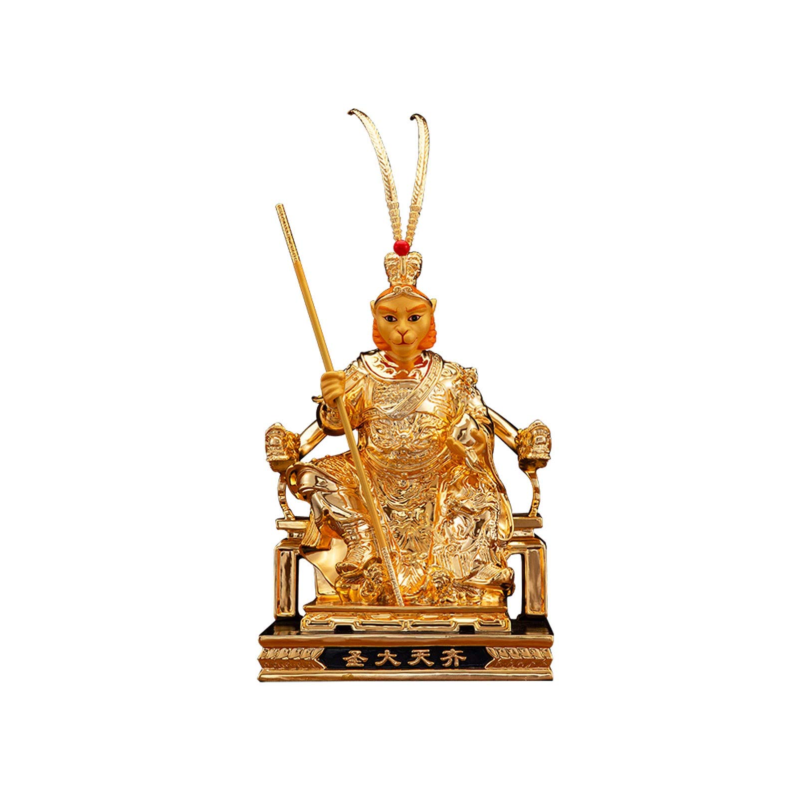 PTTRNS Buddha Statue Gilt Bronze Copper Monkey King Figurine Sun Wukong Statue Decor Ornaments Accessories Housewarming Congratulatory Gift Home Decor Feng Shui Decoration
