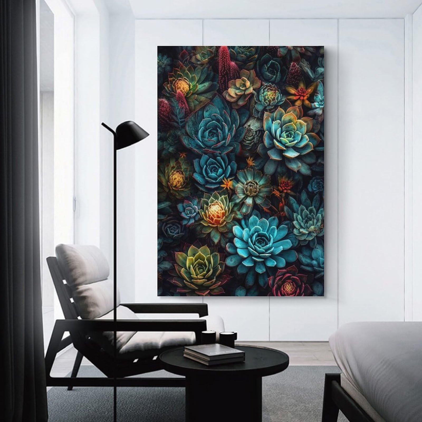 Junmoney Canvas Wall Picture Succulent Garden, 12x18inch(30x45cm), for Front Hall, Corridor Or Welcome Spaces, Decorative Wall Art for Narrow Spaces