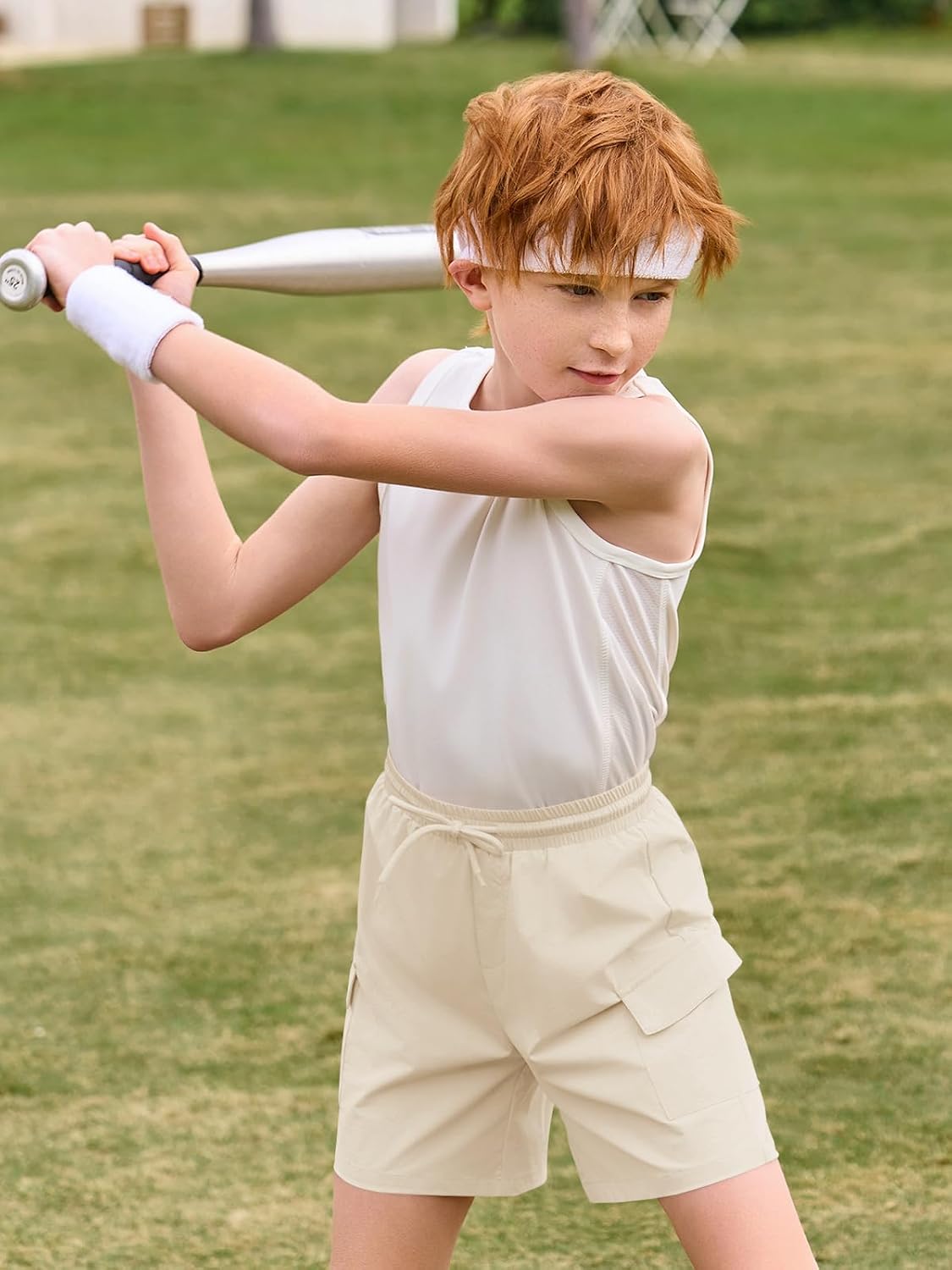 Haloumoning Boys Shorts Kids High Waisted Cargo Shorts Summer Casual Shorts with Pockets 5-14 Years