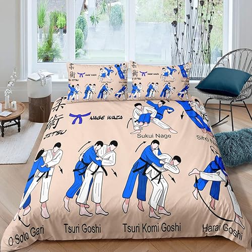 Erosebridal Juego de funda de edredón de Jiu Jitsu para adolescentes, juego de ropa de cama de karate y judo para niños, adultos, hombres, arte